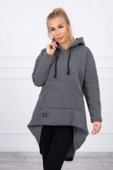 Bluza ocieplana z długim tyłem i kapturem grafitowa. Szare bluzy z kapturem damskie KESI, l, z bawełny. Za 238.37 zł.