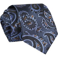 Męski Krawat - ALTIES - Klasyczny - Granatowy w Niebieski Wzór Paisley. Niebieskie krawaty i muchy męskie Alties, bez wzorów, z tkaniny, eleganckie. Za 49.00 zł.