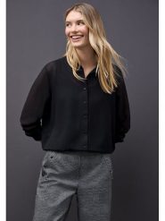 Street One Bluzka w kolorze czarnym rozmiar: 40. Czarne bluzki damskie Street One, bez wzorów, street, bez kołnierzyka, bez ramiączek. Za 152.98 zł.