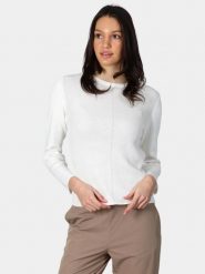 Sweter Damski Luhta Huopioniemi. Białe swetry klasyczne damskie Luhta, m, z bawełny, bez kołnierzyka. Za 449.00 zł.