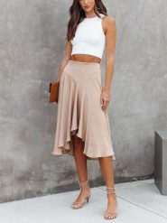 Milan Kiss Spódnica w kolorze beżowym rozmiar: S. Brązowe spódniczki damskie Milan Kiss, s, bez wzorów, midi. Za 130.81 zł.