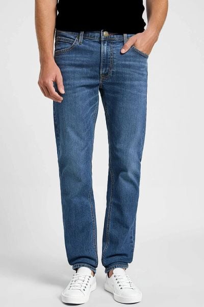 LEE MĘSKIE SPODNIE JEANSOWE LEE DAREN ZIP FLY INDIGO SIGHT 112365751. Niebieskie spodnie materiałowe męskie Lee, bez wzorów, z jeansu. Za 219.99 zł.
