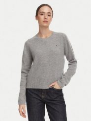 Tommy Hilfiger Sweter WW0WW51432 Szary ciemny Regular Fit. Szare swetry klasyczne damskie Tommy Hilfiger, s, z wełny, bez kołnierzyka. Za 649.99 zł.
