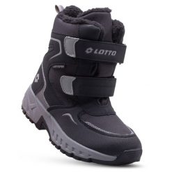 Buty dziecięce zimowe śniegowce Lotto ALSTYNE TEX K. Czarne buty zimowe męskie Lotto, na zimę, z materiału, przed kolano, bez zapięcia. Za 128.00 zł.