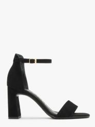 Czarne sandały w na obcasie. Czarne sandały damskie Ryłko, bez wzorów, ze skóry, bez obcasa, na obcasie. W wyprzedaży za 179.99 zł.