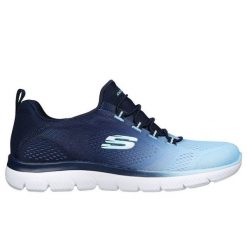 Buty Skechers Summer Bright Charmer 149536 Nvy niebieskie. Niebieskie buty sportowe na co dzień damskie bez wzorów, z materiału. Za 475.92 zł.