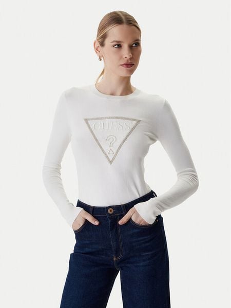 Guess Sweter W6RR49 Z2NQ2 Écru Regular Fit. Swetry klasyczne damskie Guess, xl, z wiskozy, bez kołnierzyka. Za 349.99 zł.