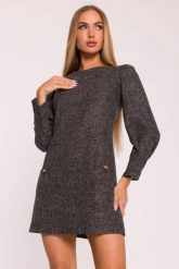 Elegancka sukienka tweedowa trapezowa mini czarna. Czarne sukienki damskie MOE, do pracy, l, bez wzorów, z dzianiny, biznesowe, bez kołnierzyka, bez ramiączek, mini, dopasowane. Za 349.00 zł.