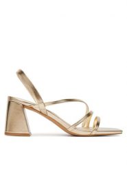 Aldo Sandały Atlanticus 14190606 Złoty. Żółte sandały damskie Aldo, bez wzorów, ze skóry, bez obcasa, na słupku. Za 319.99 zł.