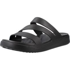 Sandały CROCS 209587C Czarny. Czarne sandały damskie Crocs, bez wzorów, z materiału, bez obcasa. Za 199.99 zł.