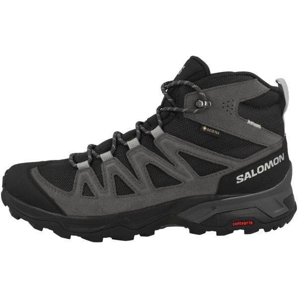 Buty trekkingowe męskie Salomon X Ward Leather Mid Gtx. Szare buty trekkingowe męskie Salomon, z gore-texu, za kostkę, bez zapięcia, trekkingowe, gore-tex. Za 627.00 zł.