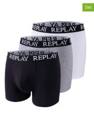 Replay Underwear Bokserki (3 pary) w kolorze czarnym, szarym i białym rozmiar: M. Białe bokserki męskie Replay Underwear, bez wzorów. Za 60.99 zł.