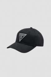 GUESS Czarna czapka Basket Cap. Czarne czapki z daszkiem damskie Guess, z aplikacjami. W wyprzedaży za 77.99 zł.