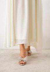 Złote Eleganckie Sandały Transparentne VICES na Szpilce z Kokardą z Cyrkoniami Pirera. Żółte sandały damskie Born2be, bez wzorów, bez obcasa, na obcasie. Za 119.99 zł.