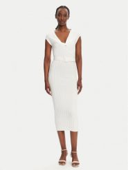 Liu Jo Sukienka dzianinowa WA5365 MS55N Biały Slim Fit. Białe sukienki damskie Liu Jo, m, bez wzorów, z dzianiny, bez kołnierzyka, bez ramiączek. Za 629.99 zł.