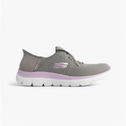 Buty sportowe damskie Skechers Summits-New Daily Slip-ins. Fioletowe buty sportowe na co dzień damskie Skechers, bez wzorów, z materiału. Za 259.00 zł.