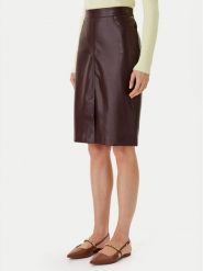 Calvin Klein Jeans Spódnica z imitacji skóry LV047E603G Brązowy Regular Fit. Brązowe spódniczki damskie Calvin Klein Jeans, bez wzorów, z jeansu. Za 449.99 zł.