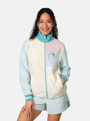 KARI TRAA Kurtka polarowa "Rothe" w kolorze beżowo-turkusowym rozmiar: S. Brązowe kurtki damskie Kari Traa, s, bez wzorów, z polaru, bez kaptura. Za 248.27 zł.