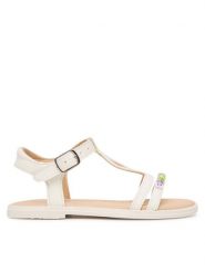 Geox Sandały Jr Sandal Karly J6535H 000BC C1000 S Biały. Białe sandały dziewczęce Geox, ze skóry, bez zapięcia. Za 289.99 zł.