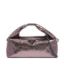 Torebka Guess. Szare torebki klasyczne damskie Guess, z aplikacjami, wizytowe, bez kołnierzyka, bez ramiączek. Za 544.99 zł.