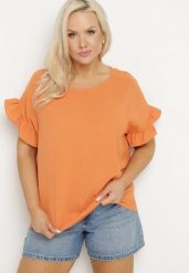 Pomarańczowa Bluzka z Wiskozą o Klasycznym Kroju Vlaniella. Brązowe bluzki damskie Born2be, xl, bez wzorów, z wiskozy, klasyczne, bez kołnierzyka, bez ramiączek. Za 39.99 zł.