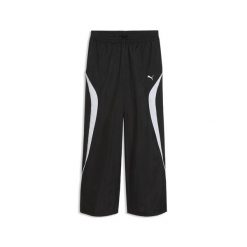 Damskie spodnie o luźnym kroju z tkaniny PUMA Sport PUMA. Czarne spodnie materiałowe damskie Puma, bez wzorów, z materiału, sportowe. Za 269.00 zł.