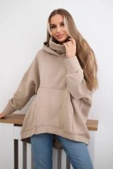 Bluza ocieplana oversize jasno beżowa. Brązowe bluzy z kapturem damskie KESI, l, z bawełny. Za 270.16 zł.