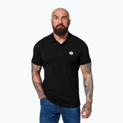 Koszulka polo męska Pitbull Polo Jersey Small Logo. Czarne koszulki polo męskie PITBULL, l, z aplikacjami, z bawełny, bez ramiączek. Za 119.99 zł.