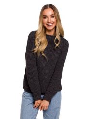 Made of emotion Sweter w kolorze antracytowym rozmiar: S/M. Czarne golfy damskie Made Of Emotion, m, bez wzorów, bez ramiączek. Za 94.45 zł.