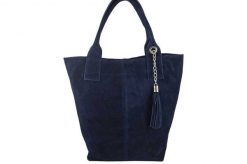 Shopper bag skórzany BARBERINI'S granatowy 375/8-4. Niebieskie shopper bag damskie Barberinis, bez wzorów, ze skóry, zamszowe, bez dodatków. Za 199.99 zł.