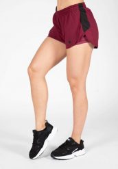 Spodenki fitness damskie Gorilla Wear Salina 2 in 1 Shorts. Czerwone spodenki sportowe damskie GORILLA WEAR, bez wzorów, z materiału. Za 162.00 zł.