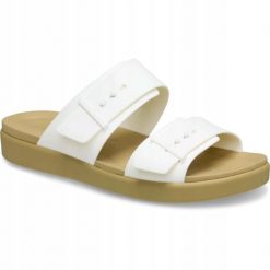 Sandały dla Kobiet Crocs Brooklyn Buckle Low. Brązowe sandały damskie Crocs, bez wzorów, z materiału, bez obcasa, na obcasie. Za 239.99 zł.