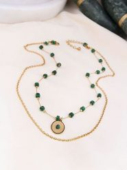 Charlize Pozłacany naszyjnik z malachitami - dł. 50 cm rozmiar: onesize. Zielone naszyjniki damskie Charlize, pozłacane. Za 117.73 zł.