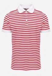 Czerwona Bawełniana Koszulka Polo w Paski w Stylu Casual Elunilla. Czerwone koszulki polo męskie Born2be, l, bez wzorów, z bawełny, bez ramiączek. Za 79.99 zł.