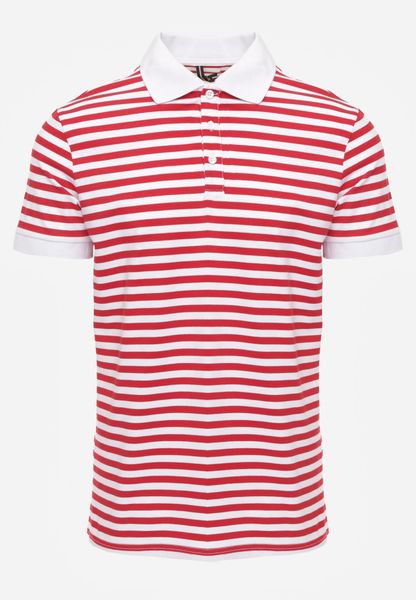 Czerwona Bawełniana Koszulka Polo w Paski w Stylu Casual Elunilla. Czerwone koszulki polo męskie Born2be, l, bez wzorów, z bawełny, bez ramiączek. Za 59.99 zł.
