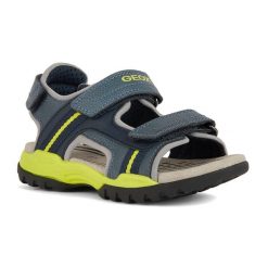 Sandały juniorskie Geox Borealis. Niebieskie obuwie trekkingowe damskie Geox, z tkaniny, bez zapięcia. Za 209.99 zł.