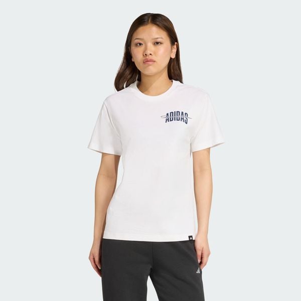 Koszulka Collegiate Graphic. Białe bluzki damskie Adidas, xs, bez wzorów, z bawełny, bez ramiączek. Za 109.00 zł.