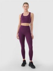 4F Legginsy treningowe z wysokim stanem damskie - fioletowy M. Fioletowe legginsy damskie 4f, m, bez wzorów, z dzianiny. W wyprzedaży za 79.99 zł.
