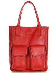 Shopper bag skórzany MARCO MAZZINI c. czerwony s131z. Czerwone shopper bag damskie bez wzorów, ze skóry, na ramię, duże, bez dodatków. Za 322.05 zł.