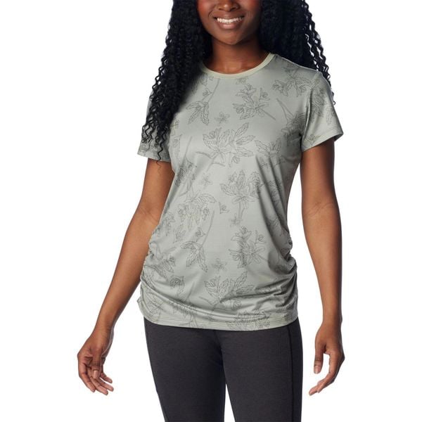 Koszulka sportowa bez rękawów damska Columbia Leslie Falls Short Sleeve. Zielone bluzki sportowe damskie Columbia, s, bez wzorów, z elastanu, bez ramiączek. W wyprzedaży za 152.00 zł.