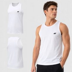 KOSZULKA MĘSKA 4F T-SHIRT NA RAMIĄCZKA BEZ RĘKAWÓW M307 L SS26. Szare t-shirty męskie 4f, l, z bawełny, bez ramiączek, na fitness i siłownię. Za 34.06 zł.