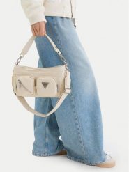 Guess Jeans Torebka CWBEO-GUESS-B-007-09 Écru. Białe torebki klasyczne damskie Guess Jeans, z aplikacjami, z jeansu, bez dodatków. Za 259.99 zł.