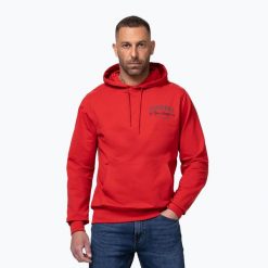 Bluza męska Pitbull Strenght & Respect Sweatshirt Hooded. Czerwone bluzy z kapturem męskie PITBULL, l, z bawełny. Za 249.99 zł.