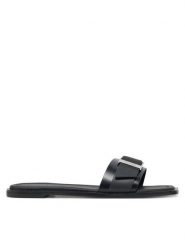 Calvin Klein Klapki Flat Slide W/Buckle - Lth HW0HW02490 Czarny. Czarne klapki damskie CALVIN KLEIN, bez wzorów, ze skóry, bez obcasa. Za 319.99 zł.