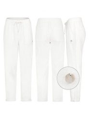 Eight2Nine Spodnie w kolorze białym rozmiar: XL. Białe spodnie materiałowe damskie Eight2Nine, bez wzorów, z materiału, z podwyższonym stanem. Za 130.81 zł.