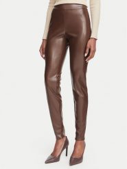 Guess Legginsy W4BB18 WGIK0 Khaki Slim Fit. Brązowe legginsy sportowe damskie Guess, m, z aplikacjami, ze skóry. Za 394.99 zł.