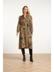 Smashed Lemon Sukienka w kolorze czarno-beżowym rozmiar: XL. Brązowe sukienki damskie Smashed Lemon, xl, bez wzorów, z tkaniny, bez kołnierzyka, bez ramiączek, midi. Za 143.99 zł.