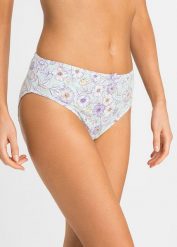 Figi maxi (4 pary). Fioletowe figi damskie bonprix, bez wzorów. Za 59.99 zł.