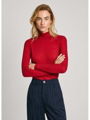 Pepe Jeans Koszulka w kolorze czerwonym rozmiar: L. Czerwone bluzki damskie Pepe Jeans, l, bez wzorów, z jeansu, bez kołnierzyka, bez ramiączek. Za 92.21 zł.