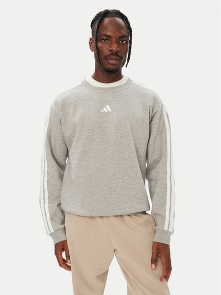 Adidas Bluza Essentials 3-Stripes Fleece KY4158 Szary Regular Fit. Szare bluzy bez kaptura męskie Adidas, m, z bawełny. Za 219.99 zł.
